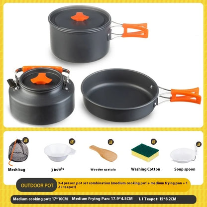Foldable Outdoor Camping Cooking Utensils Set Pot Stove Fry Pan Saucepan Stove Storage Bag Adapter Accessories