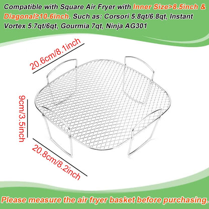 Air Fryer Baking Rack Metal Square/Round/Rectangle Oven Grill Racks Airfryer Accessories for Cosori,Instant Vortex,Gourmia,Foodi