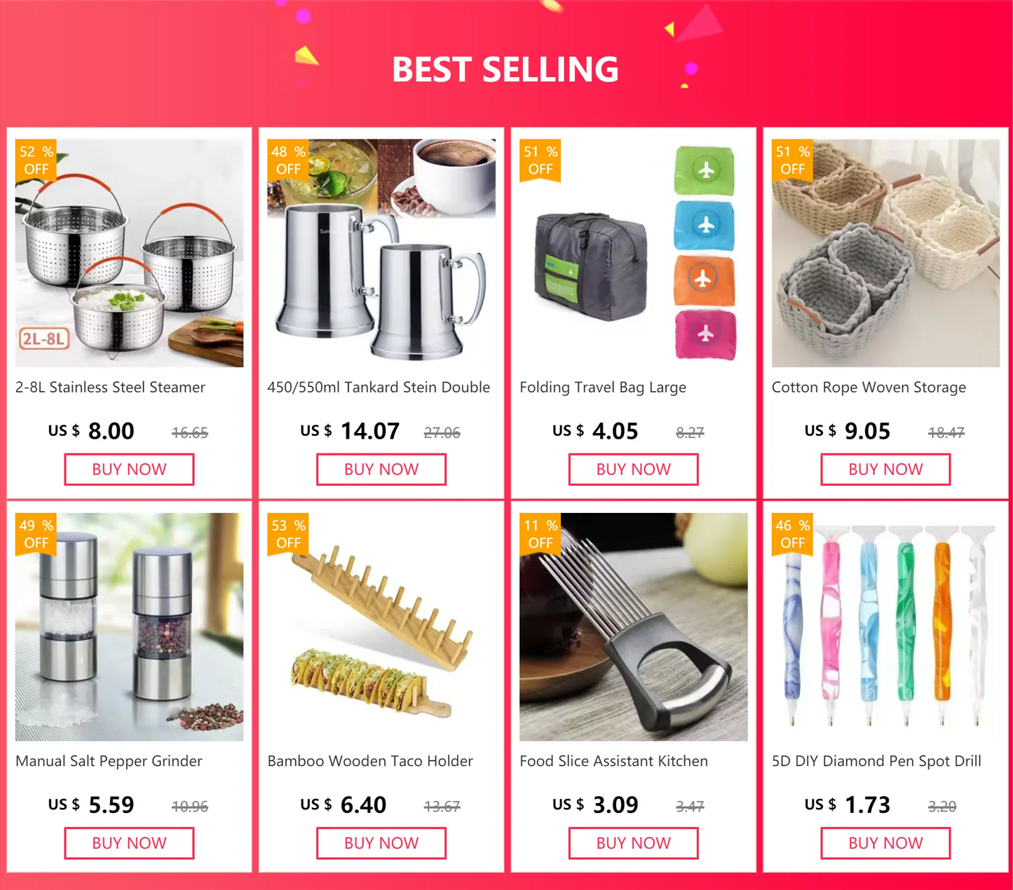 2-8L Stainless Steel Steamer Basket Instant Pot Accessories Instant Cooker with Silicone Covered Handle Draining Steam Basket