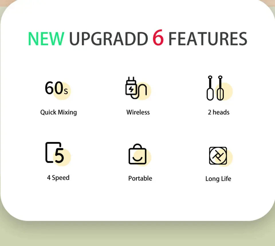 Portable USB Rechargeable Handheld Mixer – Dual Head Stainless Steel Blender