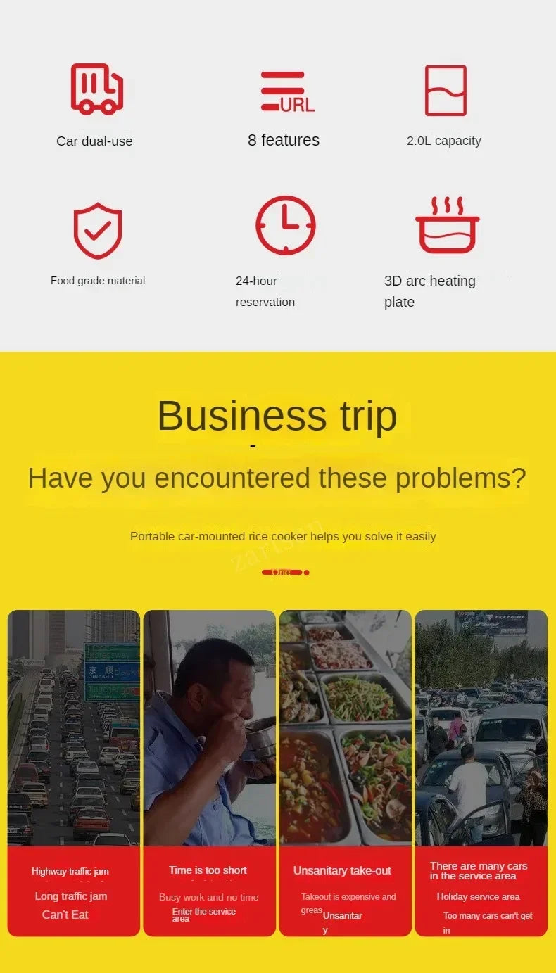 2L Portable Electric Rice Cooker for Car, Truck & Travel