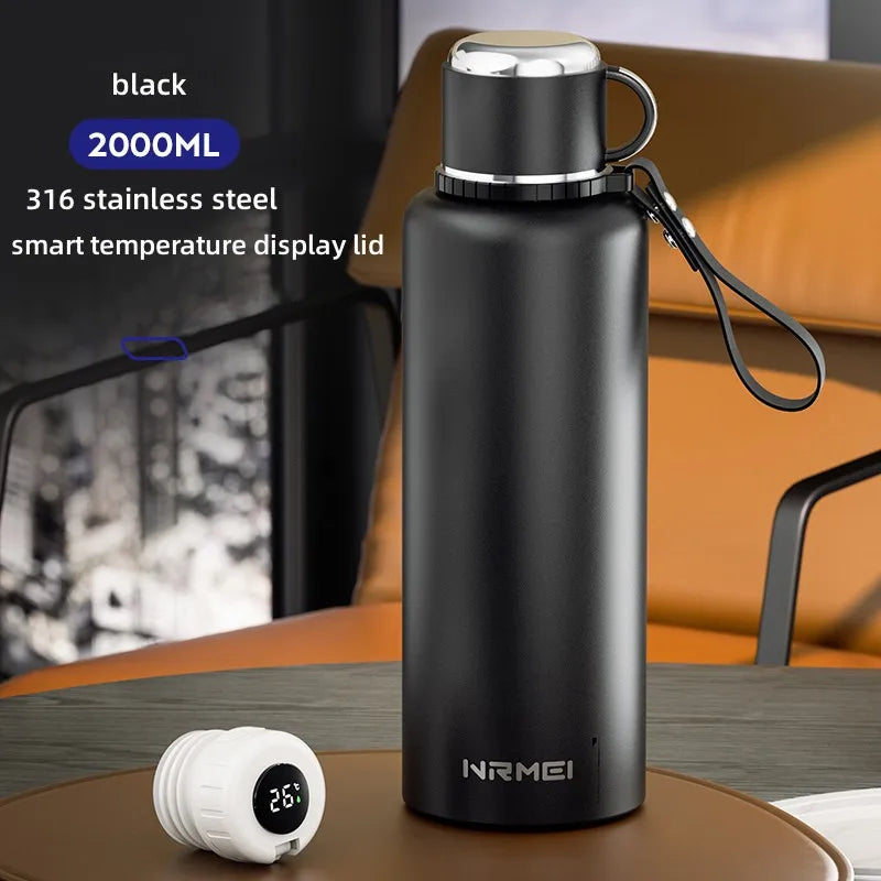 2L Thermos Insulated Water Bottle Hot Water Bottle Vacuum Flask Smart coffee drinkware cup Stainless Steel Double Wall Kettles