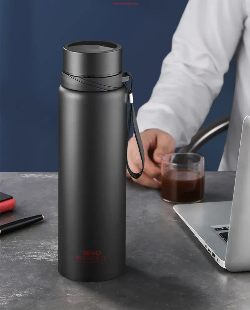 Double Stainless Steel Vacuum Flask With Filter Large Capacity Portable Sport Thermos Mug Coffee Tea Tumbler 1000ml/1600ml