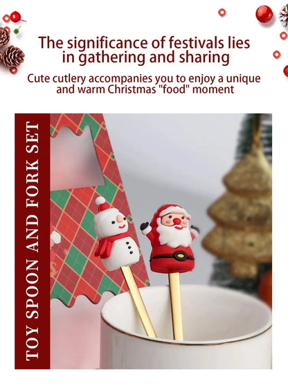 6-Piece Christmas Fork & Spoon Set | Stainless Steel Holiday Tableware