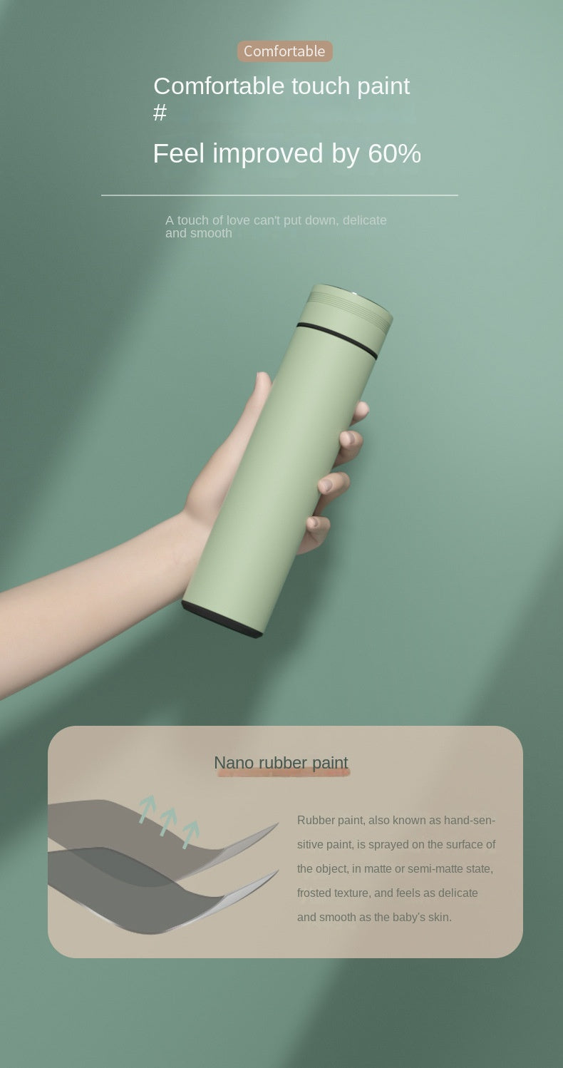 480ml Smart Thermos Cup 304 Stainless Steel Smart Temperature Display Waterproof Double-wall Vacuum Thermos Cup