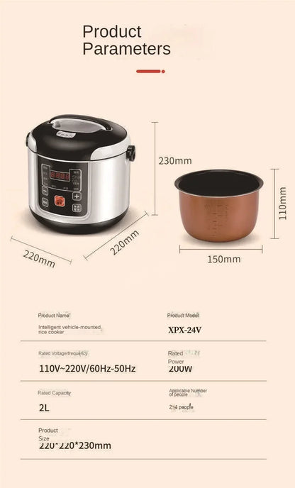 2L Portable Electric Rice Cooker for Car, Truck & Travel