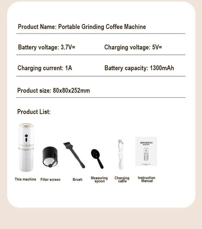 Portable Electric Capsule Grinding Coffee Maker Espresso Coffee Maker Travel and Car  Hand Punch Outdoor Portable Coffee