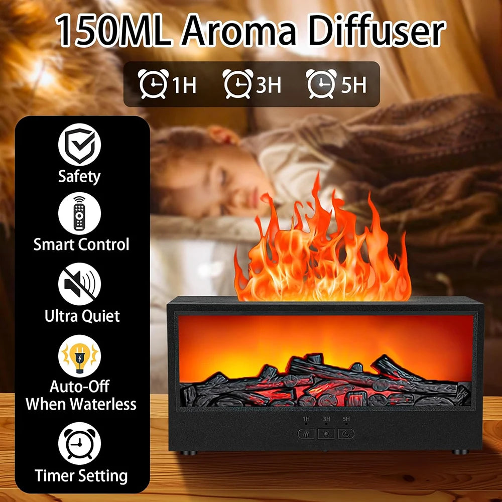 Flame-Effect Essential Oil Diffuser with Ultrasonic Cool Mist