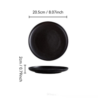 Ceramic Plate Set | Black Japanese-Style Dinnerware