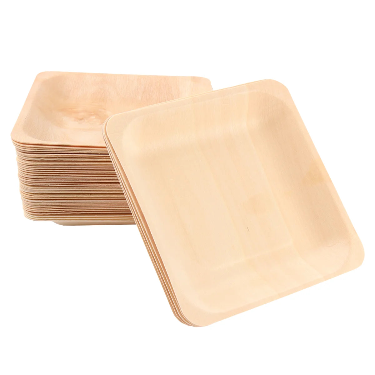 Eco-Friendly Square Wooden Plates – Pack of 50