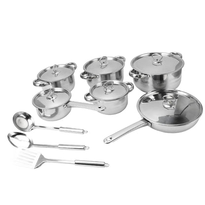 Stainless Steel Cookware Set Kitchen Cookware Set Stainless Steel Pots Pans Set with Soup Pot Saute Pan Lids for Home Cooking