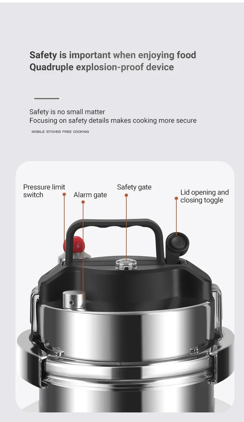 0.8–2L Stainless Steel Camping Pressure Cooker | Portable Outdoor Cooker