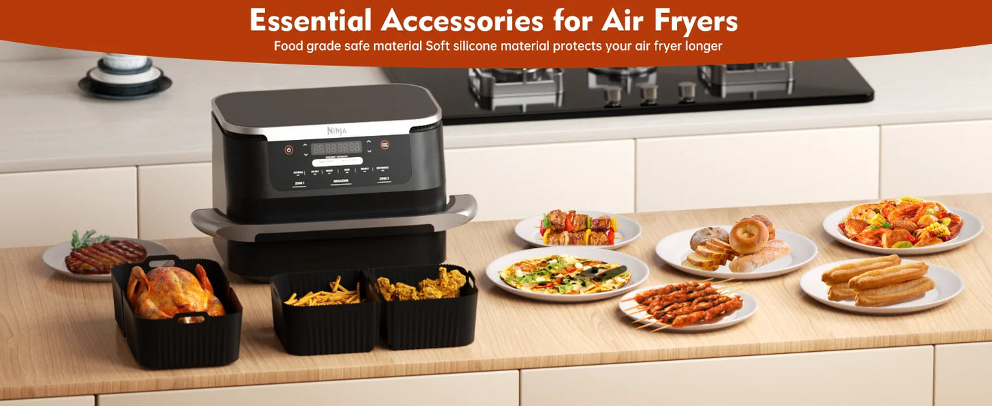 Hot Rectangle Air Fryer Silicone Liners for Ninja DZ071/AF500UK Air Fryer Basket Replacement Dishwasher Safe Air Fryer Liners