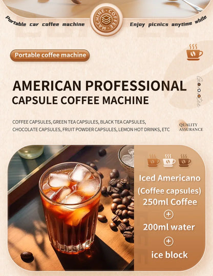 Portable Coffee Machine Coffee Maker Electric Capsule Ground Coffee Brewer Fit For Coffee Powder and Coffee Capsul Suitable