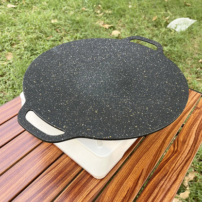 Oil Frying Baking Pan Non-stick Cooking Pans Round Griddle Grill Pan With Handle Outdoor Travel Camping Frying Pan BBQ Accessory