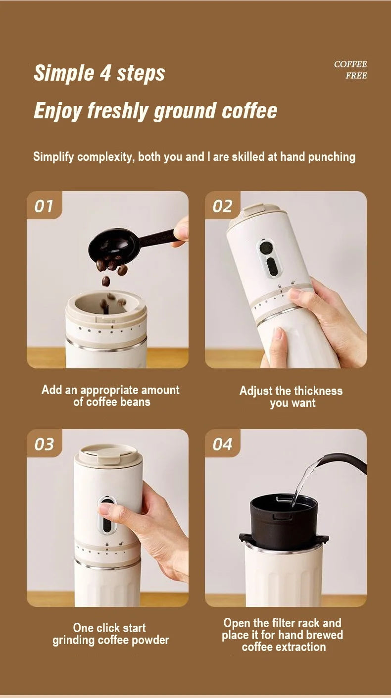 Portable Electric Capsule Grinding Coffee Maker Espresso Coffee Maker Travel and Car  Hand Punch Outdoor Portable Coffee