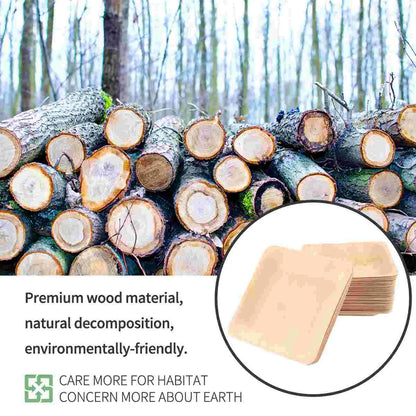 Eco-Friendly Square Wooden Plates – Pack of 50