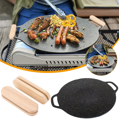 Oil Frying Baking Pan Non-stick Cooking Pans Round Griddle Grill Pan With Handle Outdoor Travel Camping Frying Pan BBQ Accessory