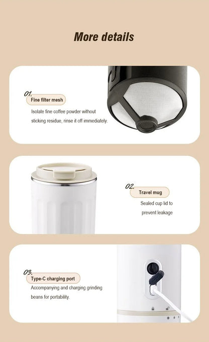 Portable Electric Capsule Grinding Coffee Maker Espresso Coffee Maker Travel and Car  Hand Punch Outdoor Portable Coffee