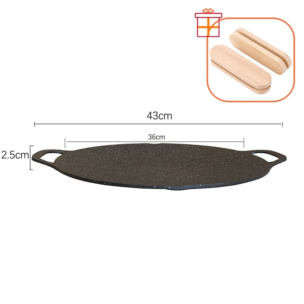 Oil Frying Baking Pan Non-stick Cooking Pans Round Griddle Grill Pan With Handle Outdoor Travel Camping Frying Pan BBQ Accessory