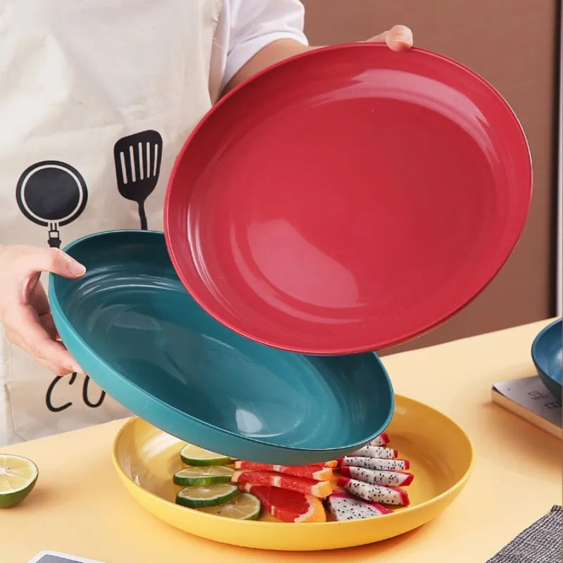 Dinner Plates Wheat Straw Eco Friendly BPA Free Biodegradable Picnic Kids Fruit Snack Plate Bone Dishes Kitchen Accessories