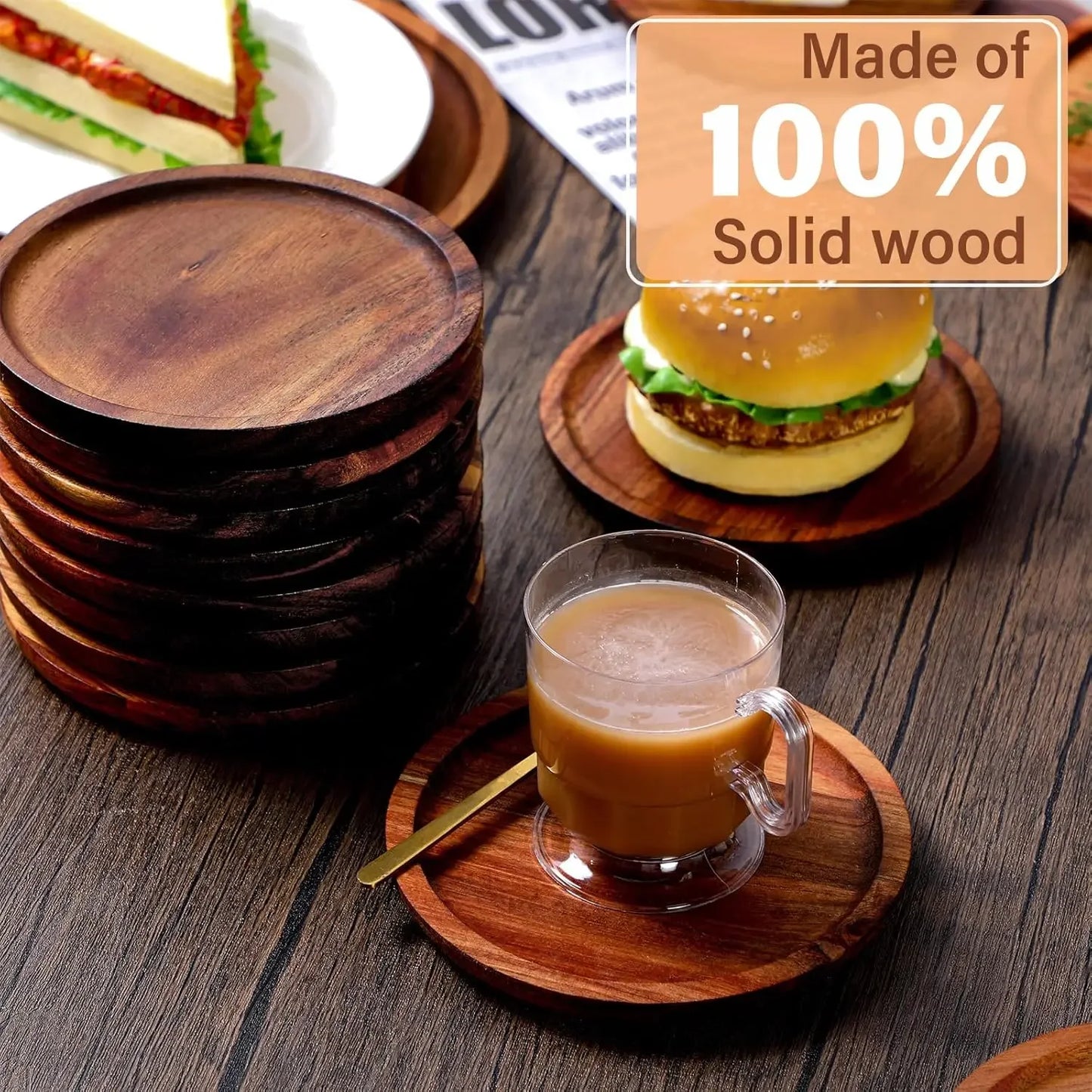 Classic Wooden Dinner Plates | 5.9-Inch Handcrafted Round Plates