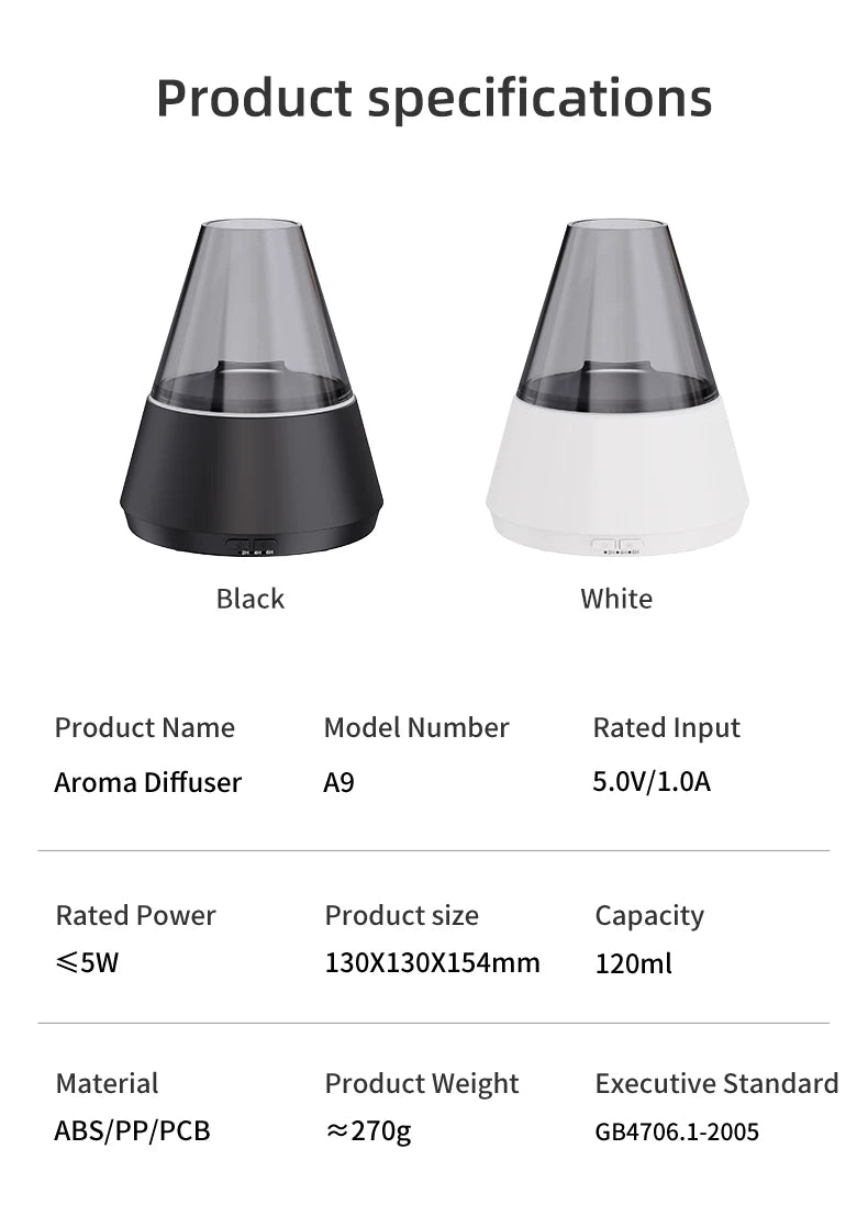 Modern Essential Oil Diffuser with Ultrasonic Mist & Candle-Light Glow