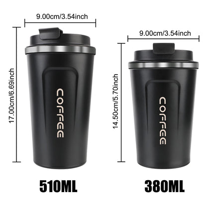Thermo Cafe Car Thermos Mug for Tea Water Coffee Leak_Proof Travel Thermo Cup Coffee Mug 380/510ML Double Stainless Steel