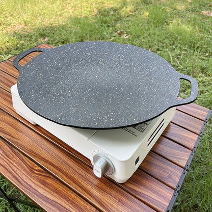 Oil Frying Baking Pan Non-stick Cooking Pans Round Griddle Grill Pan With Handle Outdoor Travel Camping Frying Pan BBQ Accessory