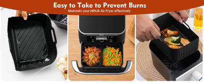 Hot Rectangle Air Fryer Silicone Liners for Ninja DZ071/AF500UK Air Fryer Basket Replacement Dishwasher Safe Air Fryer Liners