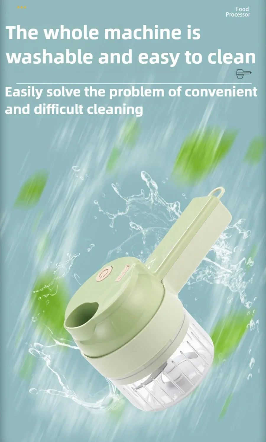 4-in-1 Electric Vegetable Cutter | Wireless Food Processor & Auto Slicer