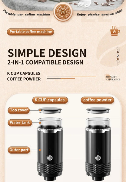 Portable Coffee Machine Coffee Maker Electric Capsule Ground Coffee Brewer Fit For Coffee Powder and Coffee Capsul Suitable