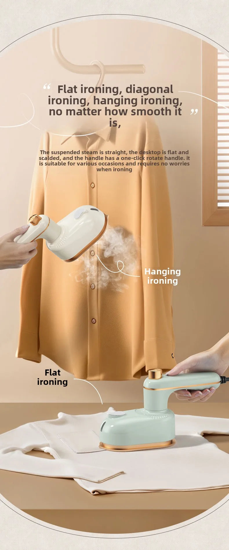 Portable Ironing Machine Handheld Steam Iron Flat and Hang Ironing 2 in 1 Heat Press Clothing Iron Machine Household Steam Iron