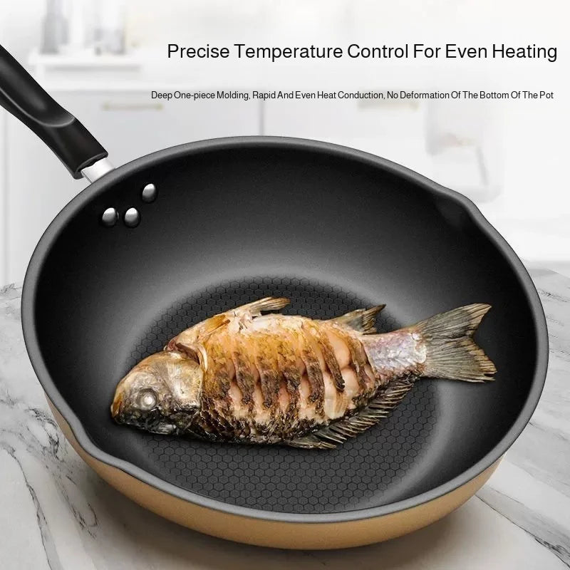 【Non-Stick Frying Pan】Honeycomb Pattern Nonstick Wok - Multi-Functional Fry Pan for All Stoves, Scratch-Resistant Coating