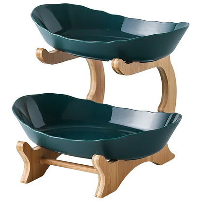 Three-Layer Wooden Table Plates | Multi-Use Fruit & Snack Serving Stand