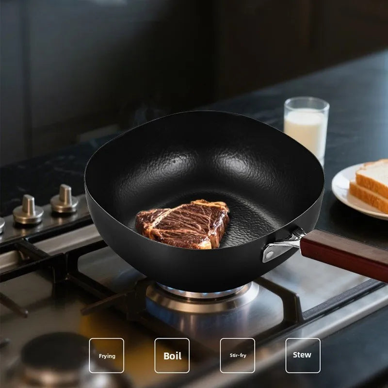 Small square pot induction cooker pot set household cooking flat bottom non-stick pan frying pan egg pan uncoated iron pot