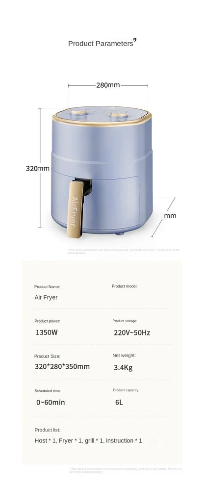 Air fryer, household high-capacity electric fryer, multifunctional electric oven, toaster