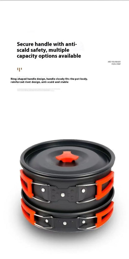 Foldable Outdoor Camping Cooking Utensils Set Pot Stove Fry Pan Saucepan Stove Storage Bag Adapter Accessories