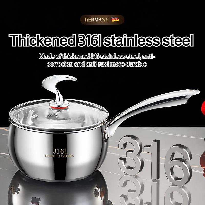 Stainless Steel Small Soup Pot Instant Noodle Cooking Pot for Induction Cooker Baby Foods Pot with Handle Kitchen Baking Tools