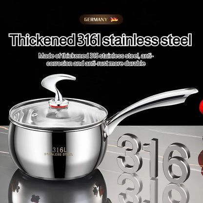Stainless Steel Small Soup Pot Instant Noodle Cooking Pot for Induction Cooker Baby Foods Pot with Handle Kitchen Baking Tools