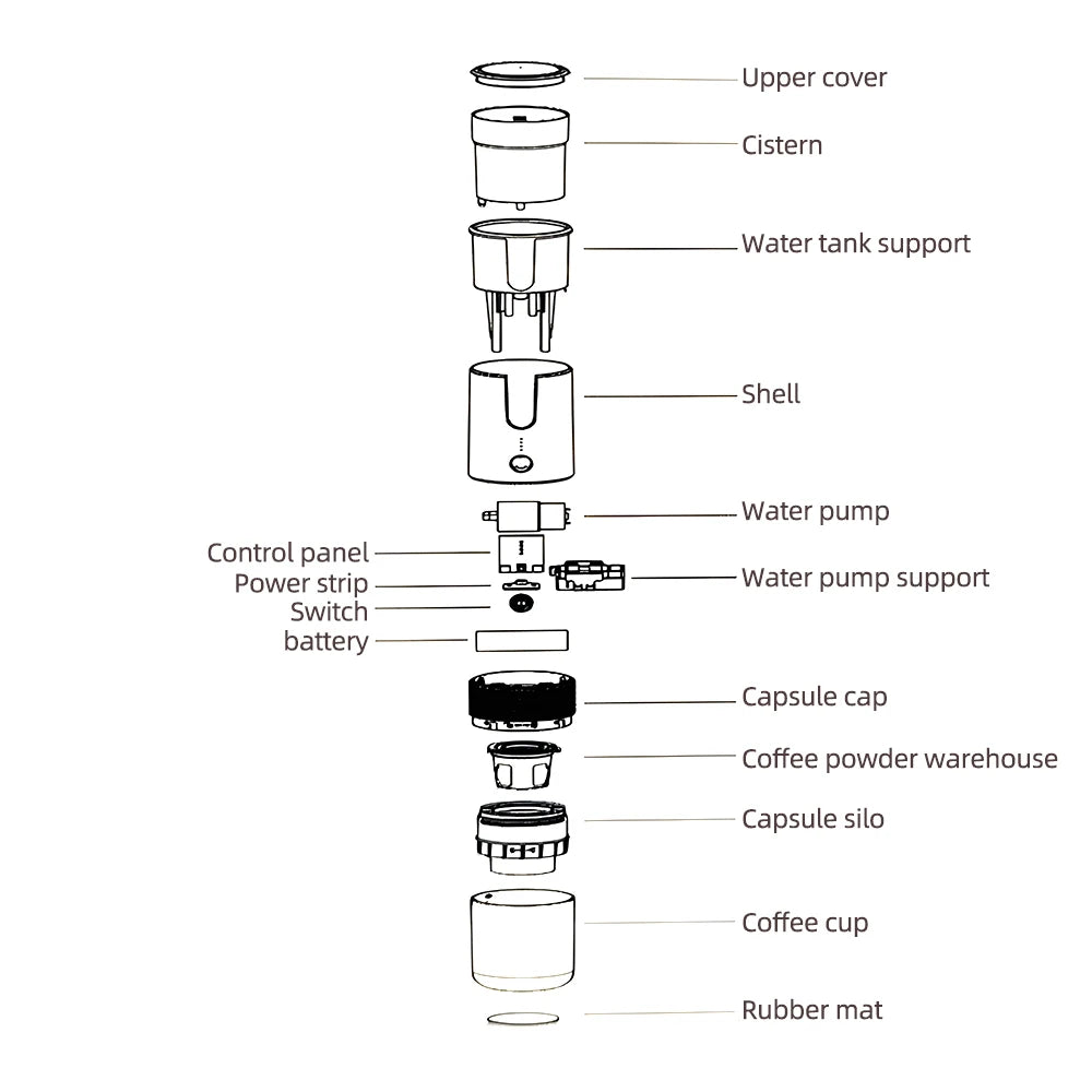 Portable Electric Espresso Coffee Machines 6oz Single Serve Mini Coffee Maker Automatic Brew for Camping Travel Car Office