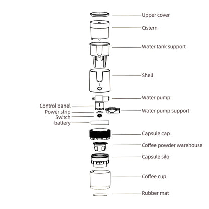 Portable Electric Espresso Coffee Machines 6oz Single Serve Mini Coffee Maker Automatic Brew for Camping Travel Car Office