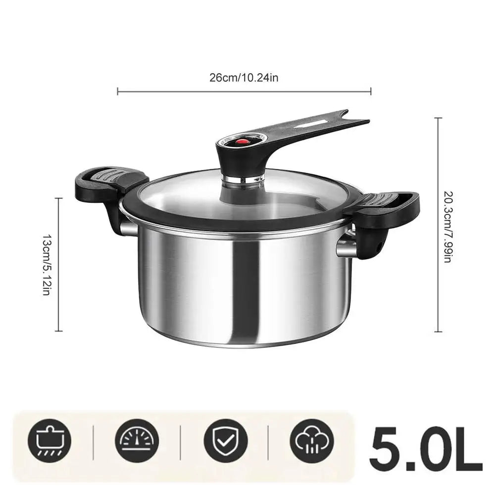 Portable Stainless Steel Pressure Cooker – Fast Cooking Multifunctional Stew Pot for Kitchen