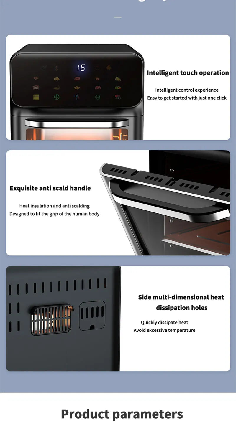 10L Large Capacity Electric Air Fryers Oil-free Automatic Household Kitchen Oven Deep Fryer