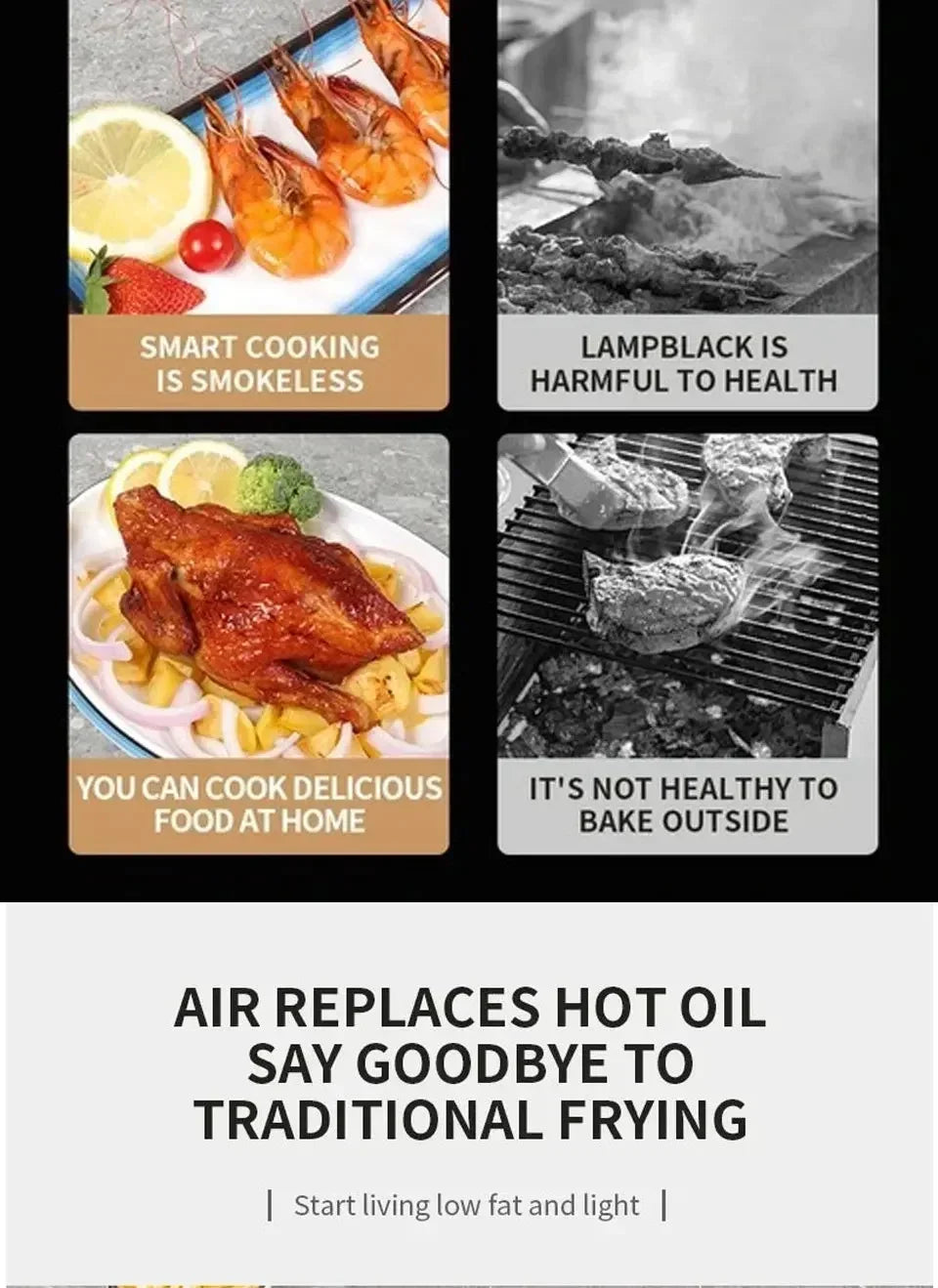 6L Air Fryer Multi-functional Intelligent Touch Screen Oven Large Capacity Electro Mechanical  Deep Fryer for Home  Airfryer