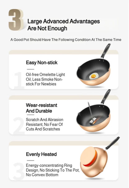 【Non-Stick Frying Pan】Honeycomb Pattern Nonstick Wok - Multi-Functional Fry Pan for All Stoves, Scratch-Resistant Coating