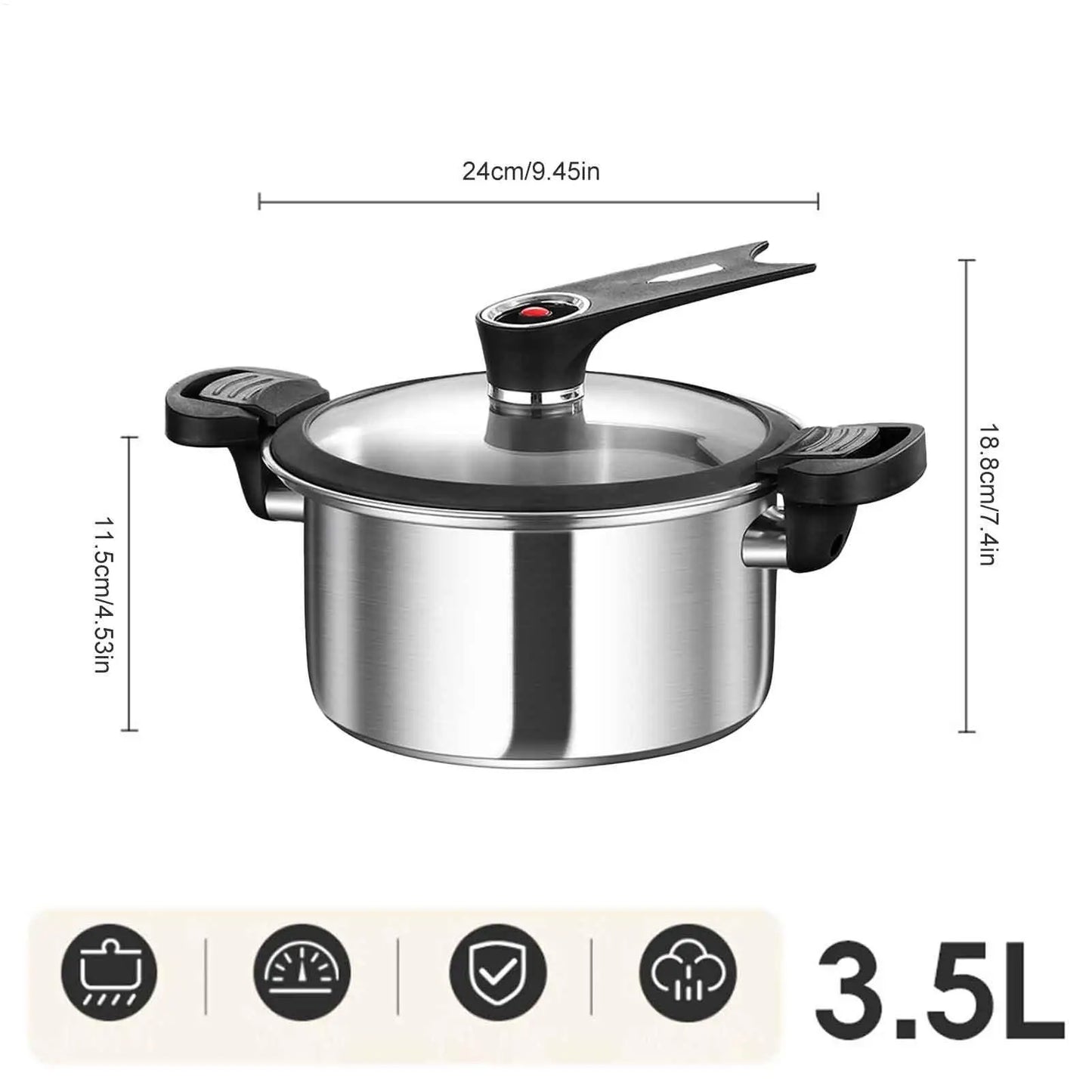 Portable Stainless Steel Pressure Cooker – Fast Cooking Multifunctional Stew Pot for Kitchen