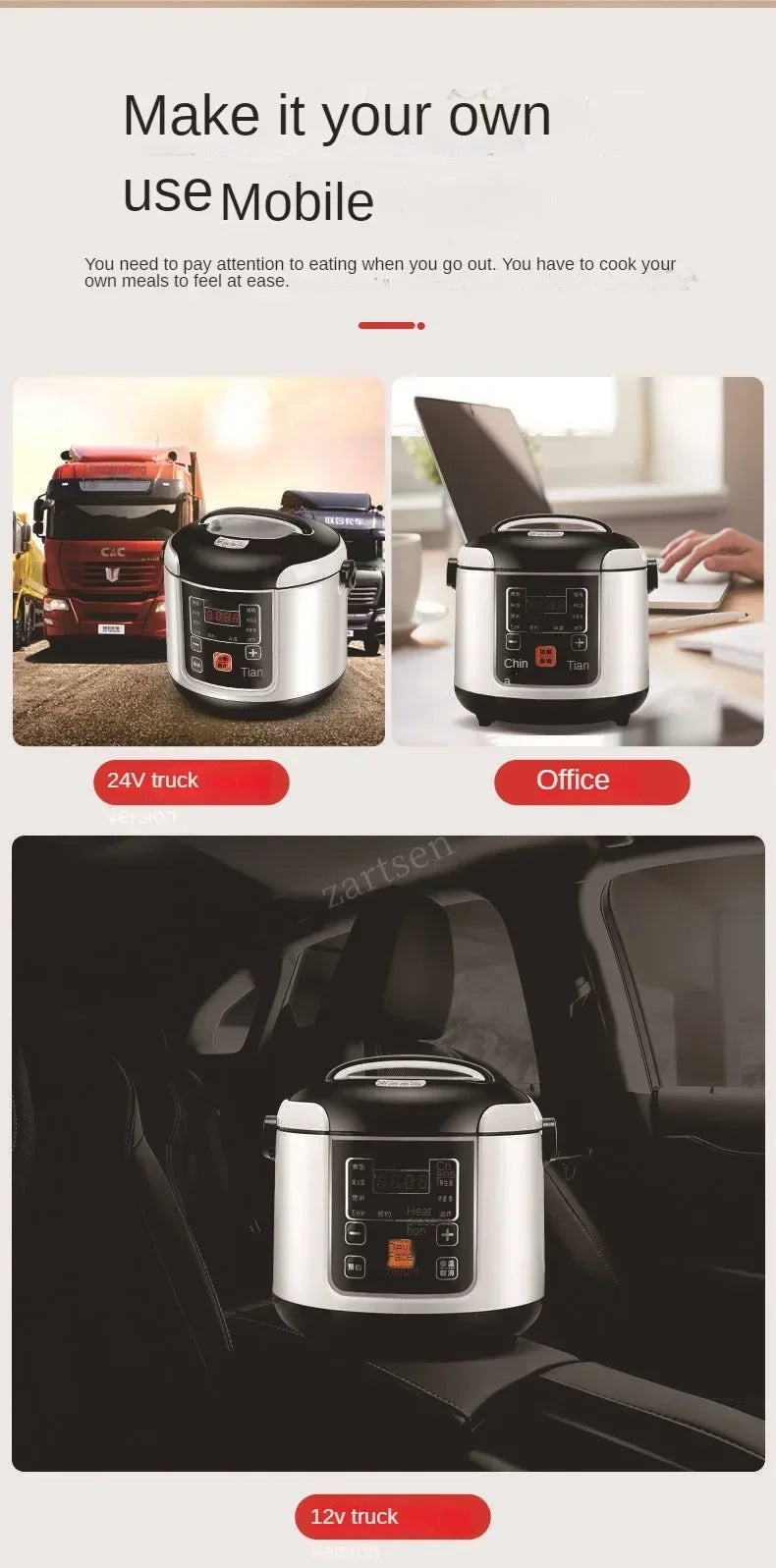 2L Portable Electric Rice Cooker for Car, Truck & Travel