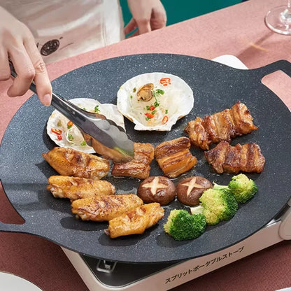 Oil Frying Baking Pan Non-stick Cooking Pans Round Griddle Grill Pan With Handle Outdoor Travel Camping Frying Pan BBQ Accessory