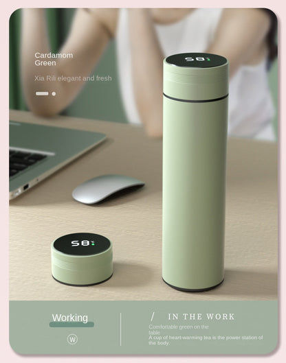 480ml Smart Thermos Cup 304 Stainless Steel Smart Temperature Display Waterproof Double-wall Vacuum Thermos Cup